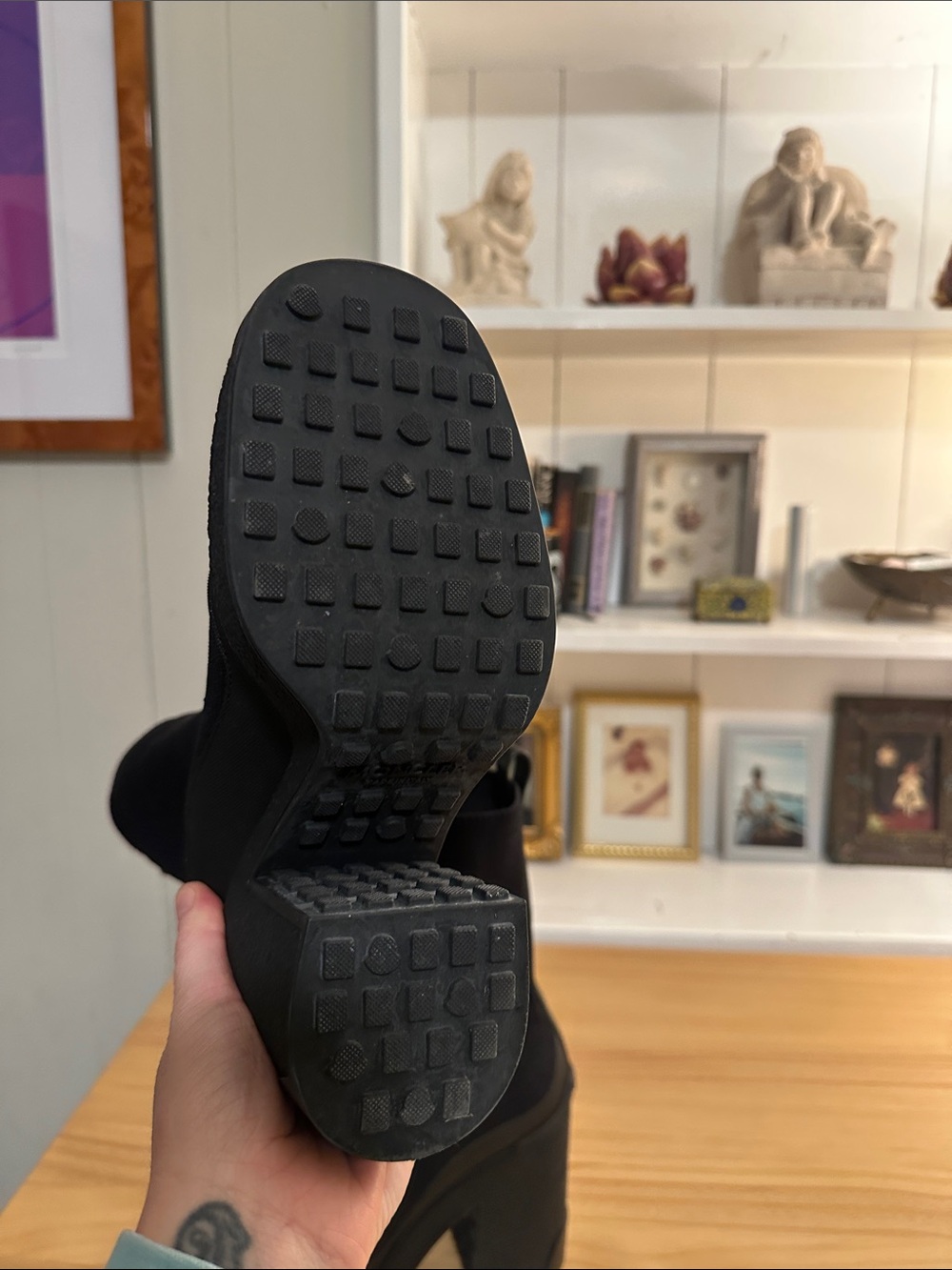 Moncler Splora Pocket Black Sock Bootie Fashion Chunky Block Platform Heel Boots - Picture 4 of 8